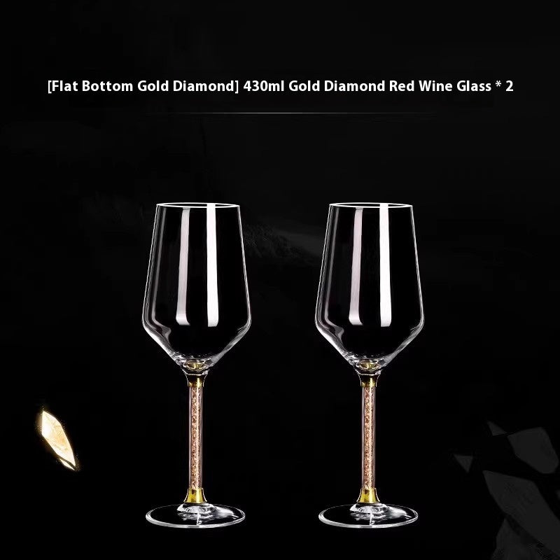 Crystal White Diamond Gold Foil Goblet Wine Glass