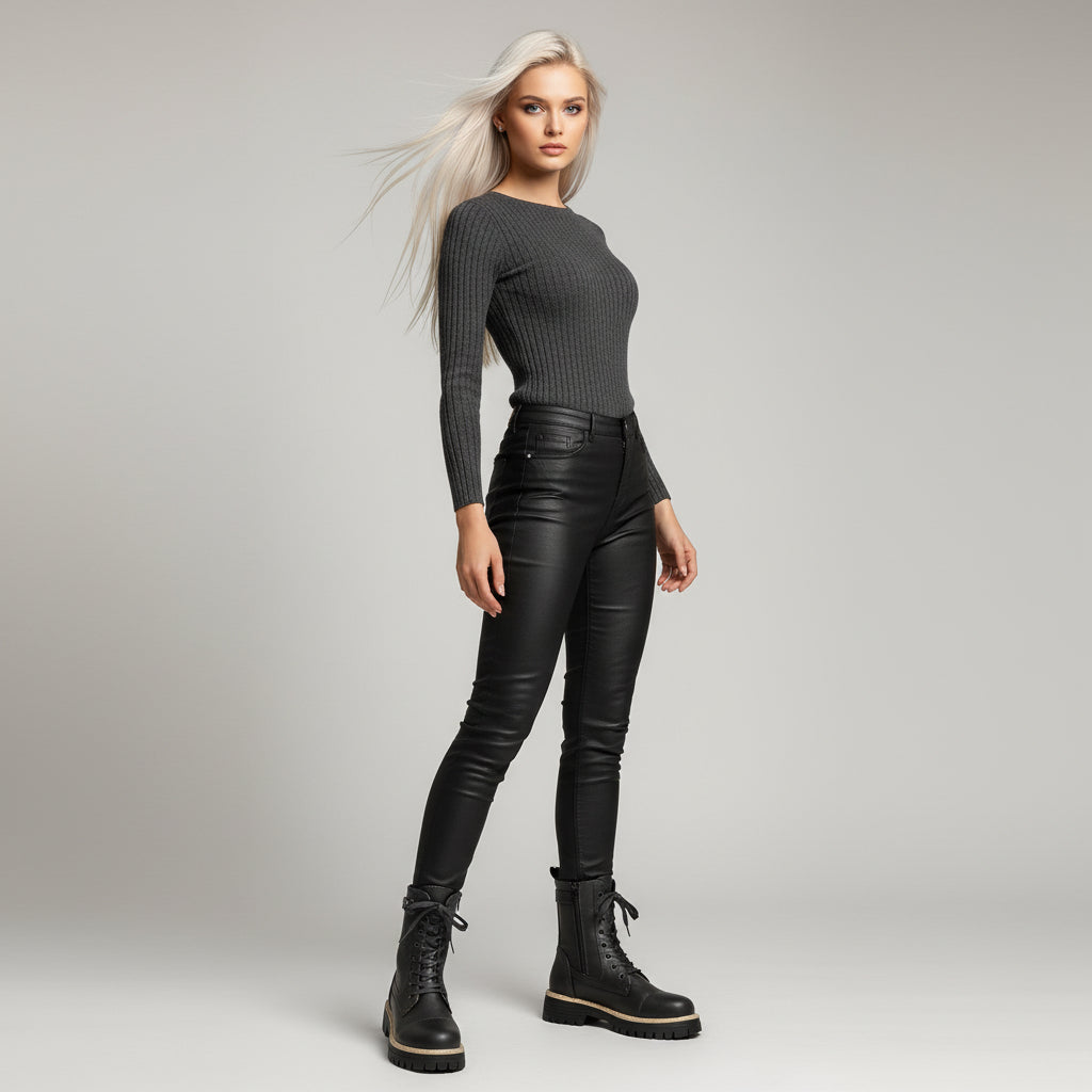 New Women's Solid Color Low Heel Middle Boots