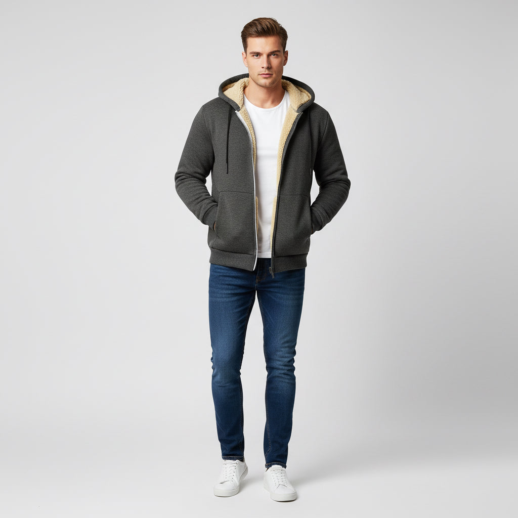 Hooded Fleece Plus Thick Lamb Fleece Cardigan Sweater