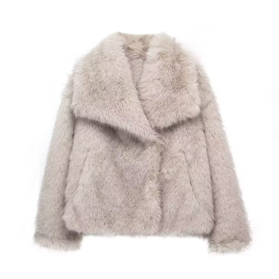 Winter Warm Thicken Fluffy Lapel Jacket