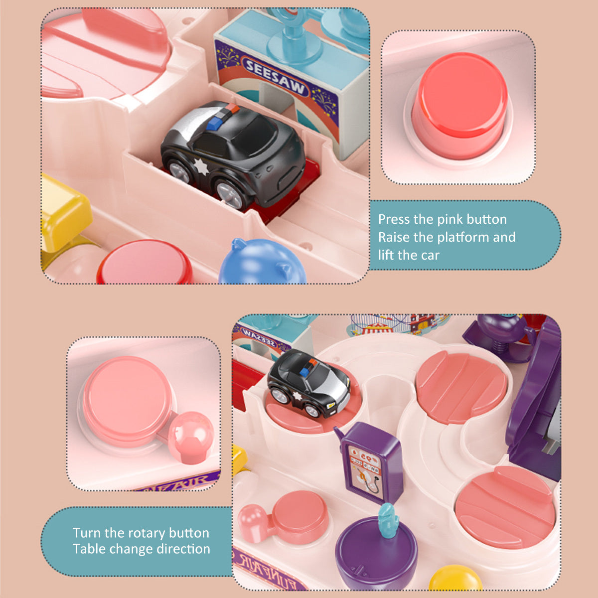 Fashion Mini Macaron Rail Car Parking Lot Toy Set Car Track Kids Toy