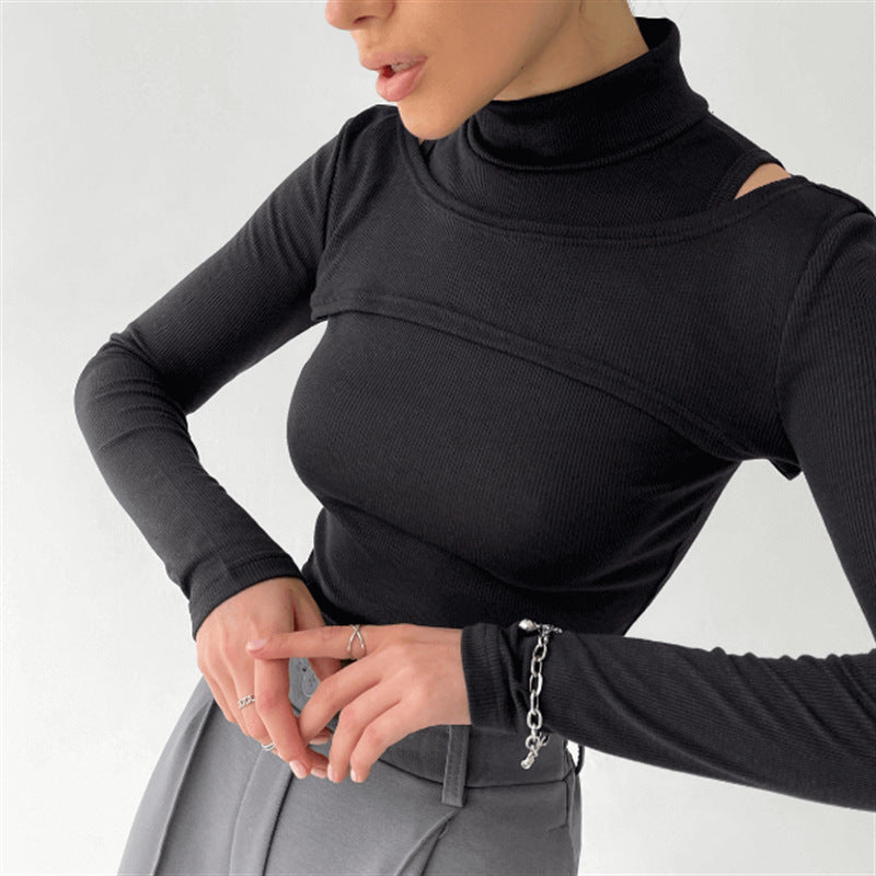 High-necked Two-piece Crop Tops