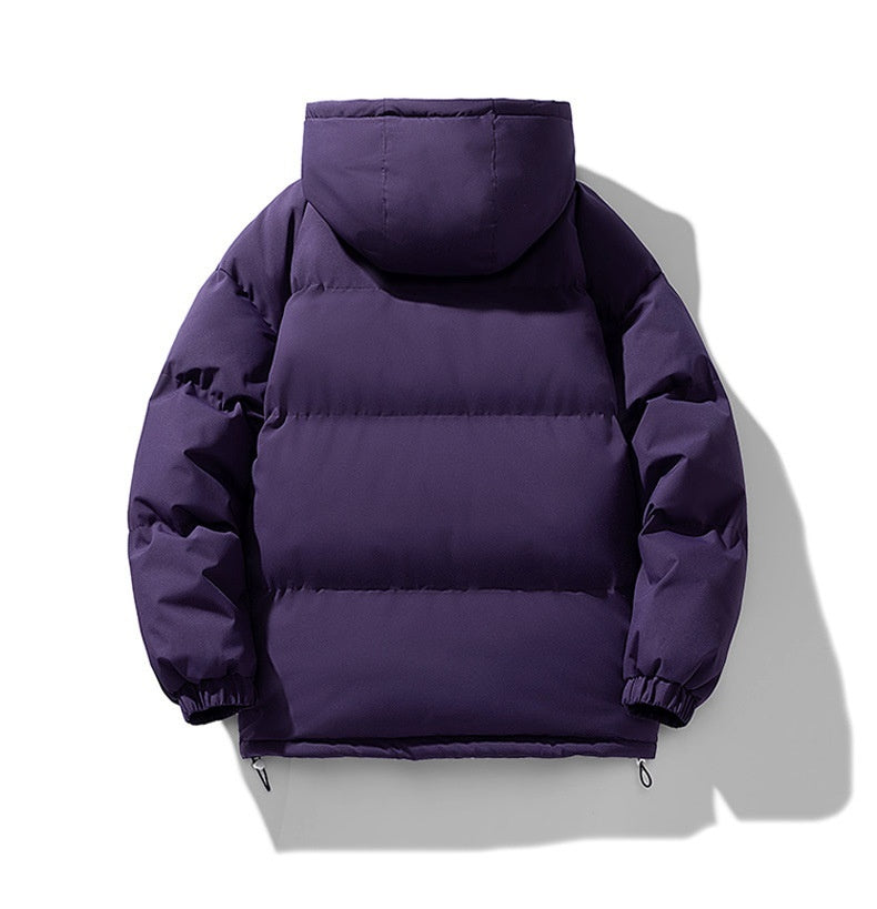 Men's Winter Solid Zip-up Thickened Cotton-padded Jacket Casual Warm Outwear