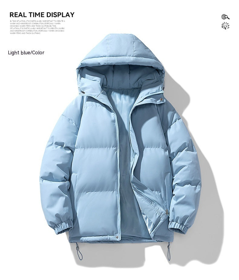 Men's Winter Solid Zip-up Thickened Cotton-padded Jacket Casual Warm Outwear