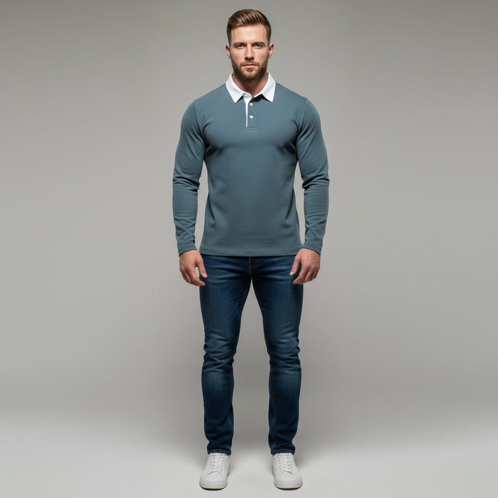 Casual Versatile Long Sleeves Polo Collar Sweater